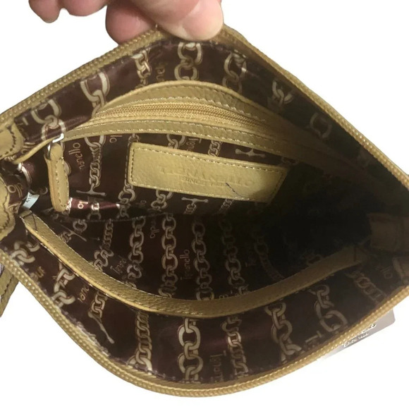TIGNANELLO Women's Tan Genuine Pebble Leather Multi Pockets Handbag Crossbody - Picture 8 of 10